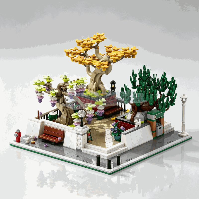 Bonsai Garden Lego Set - 1309ピース コーナーパーク盆栽ツリービルディングブロック モジュラーガーデンストリートスケープモデル DIY組み立てセット ホームデコレーションコレクション ギフトトイ