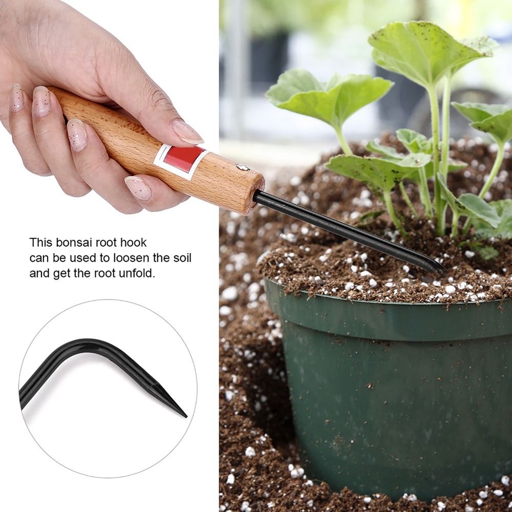 頑丈な鉄製盆栽根鉤 木製ハンドル シングルクローデザイン 園 - Root Hook Tool のレビューと価格
