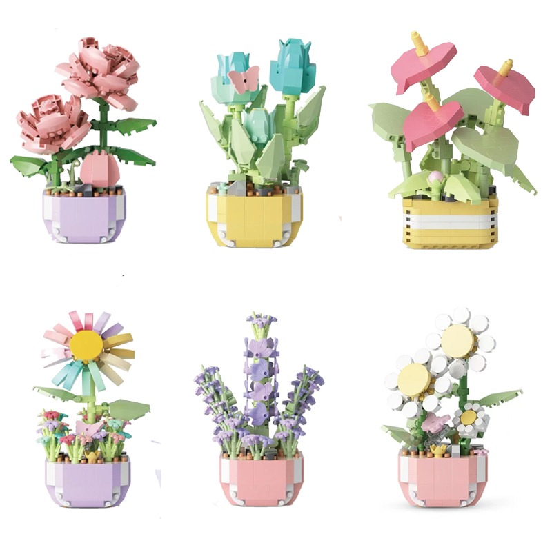 ミニ鉢植えの花ビルディングブロックセット子供 DIY 教育玩 - Bonsai Garden Lego Set のレビューと価格