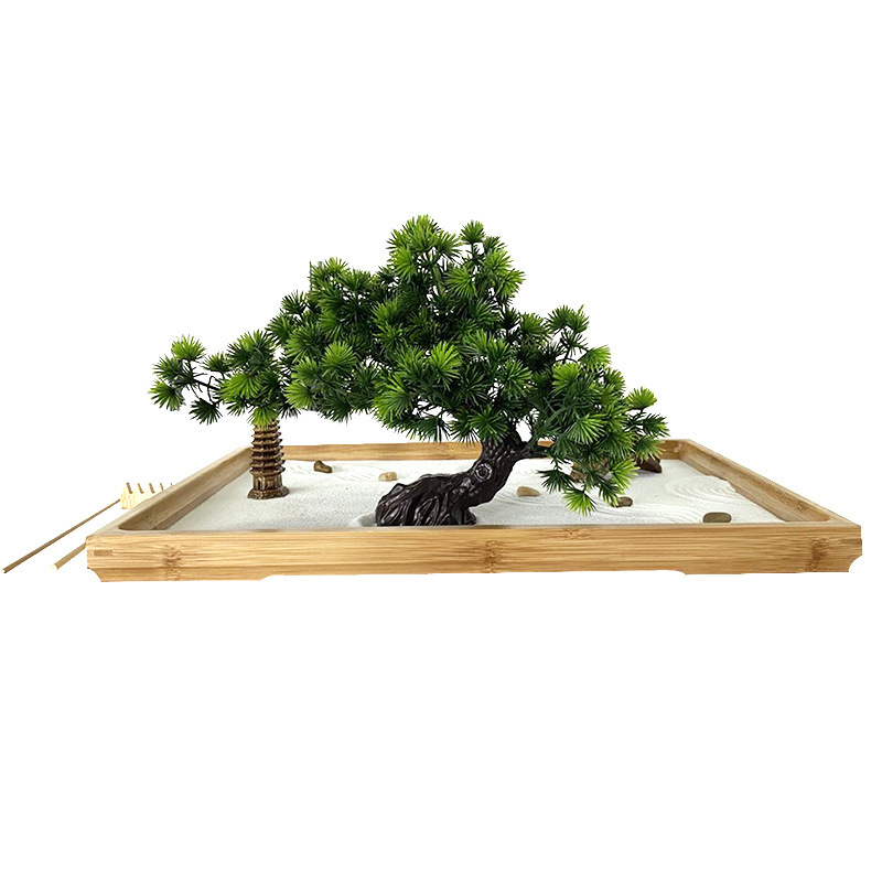 日本の禅庭 デスク用 白砂、人工盆栽、岩、熊手ギフト 砂キッ - Bonsai Zen Garden Kit のレビューと価格