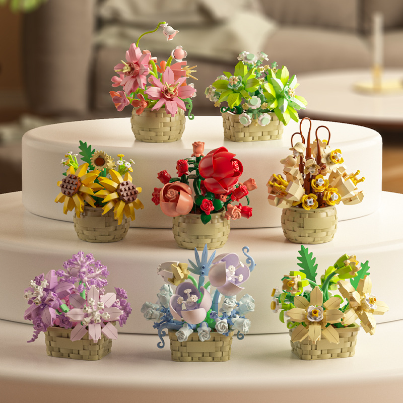 DIY MOC 鉢植えバラヒマワリ植物多肉植物盆栽庭園ロマン - Bonsai Garden Lego Set のレビューと価格